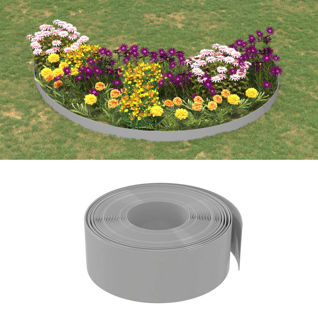 Bordature da Giardino 5 pz Grigie 10 m 20 cm in Polietilene