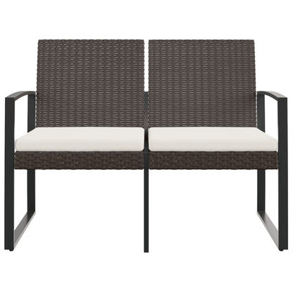Panca da Giardino a 2 Posti con Cuscini in Rattan PP Marrone