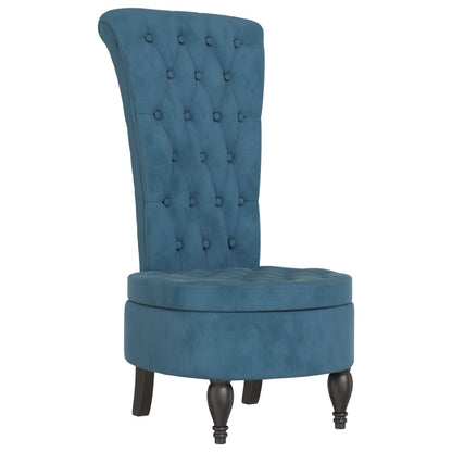 Sedia con Schienale Alto Design con Bottoni in Velluto Blu