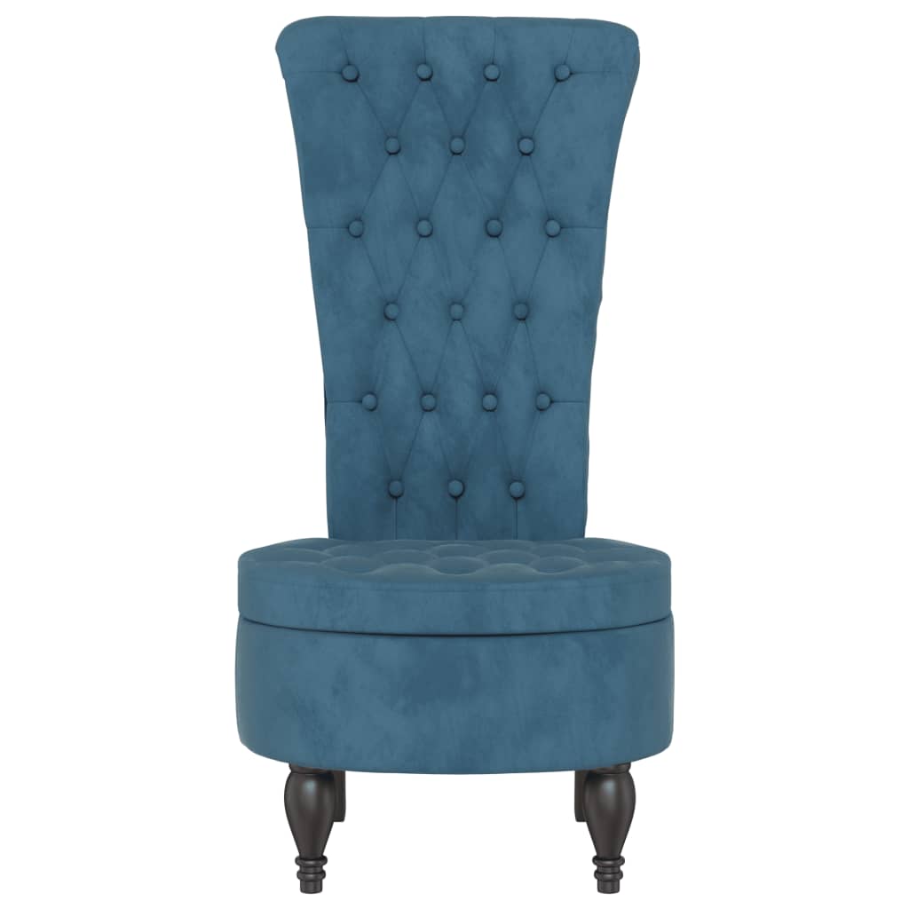 Sedia con Schienale Alto Design con Bottoni in Velluto Blu