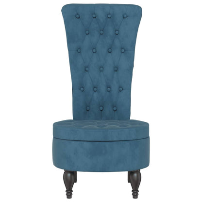 Sedia con Schienale Alto Design con Bottoni in Velluto Blu