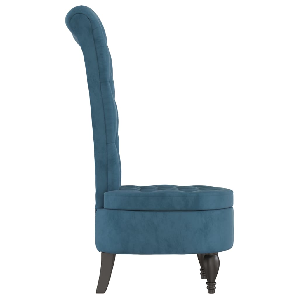 Sedia con Schienale Alto Design con Bottoni in Velluto Blu
