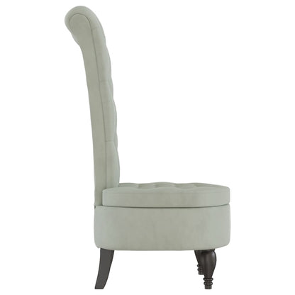 Sedia Schienale Alto Design con Bottoni Velluto Grigio Chiaro