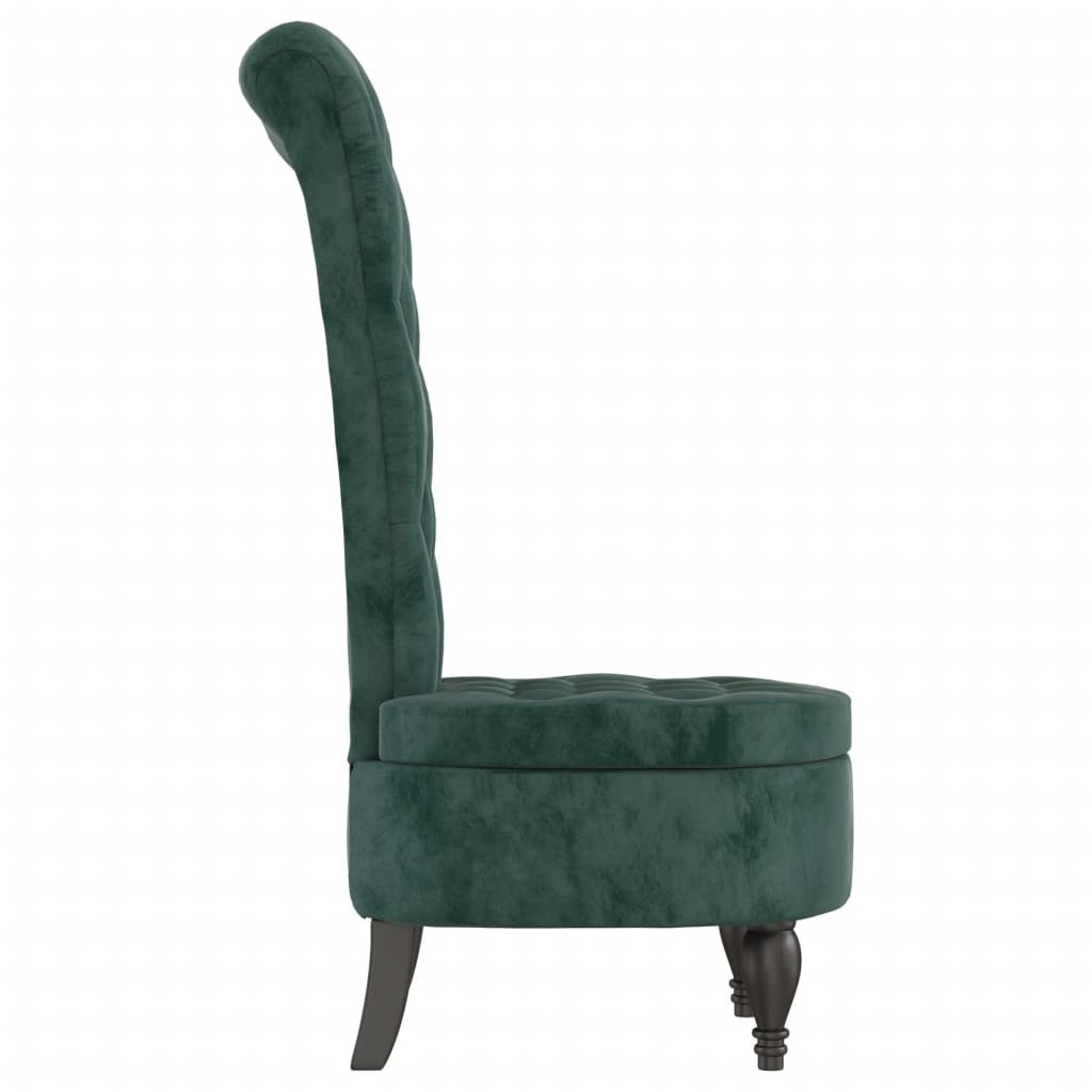 Sedia Schienale Alto Design con Bottoni in Velluto Verde Scuro