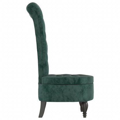 Sedia Schienale Alto Design con Bottoni in Velluto Verde Scuro