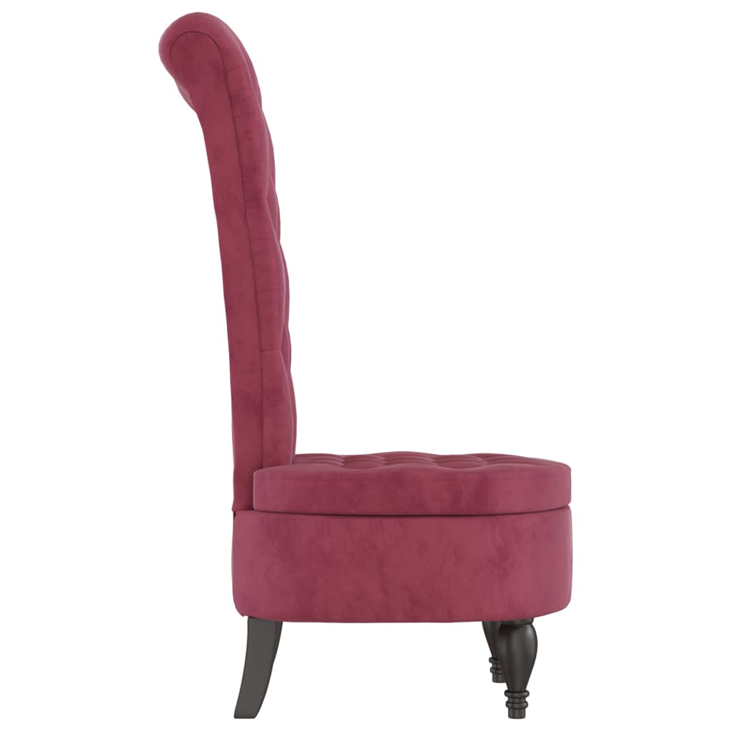 Sedia Schienale Alto Design Bottoni Velluto Rosso Vino Chiaro