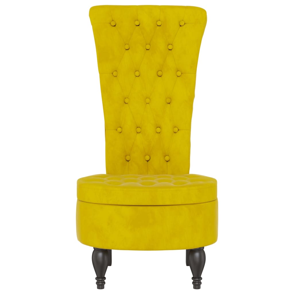Sedia con Schienale Alto Design con Bottoni in Velluto Giallo