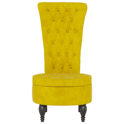 Sedia con Schienale Alto Design con Bottoni in Velluto Giallo