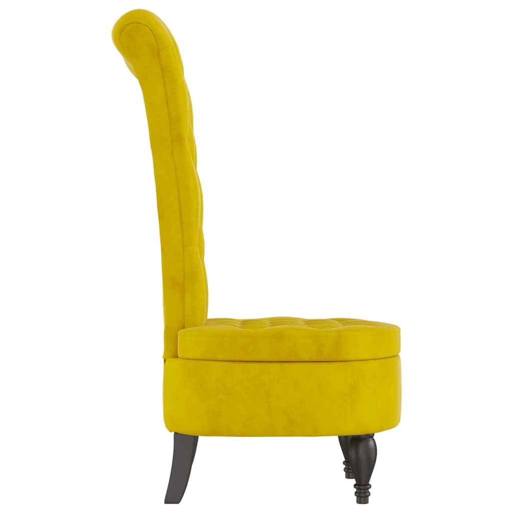 Sedia con Schienale Alto Design con Bottoni in Velluto Giallo