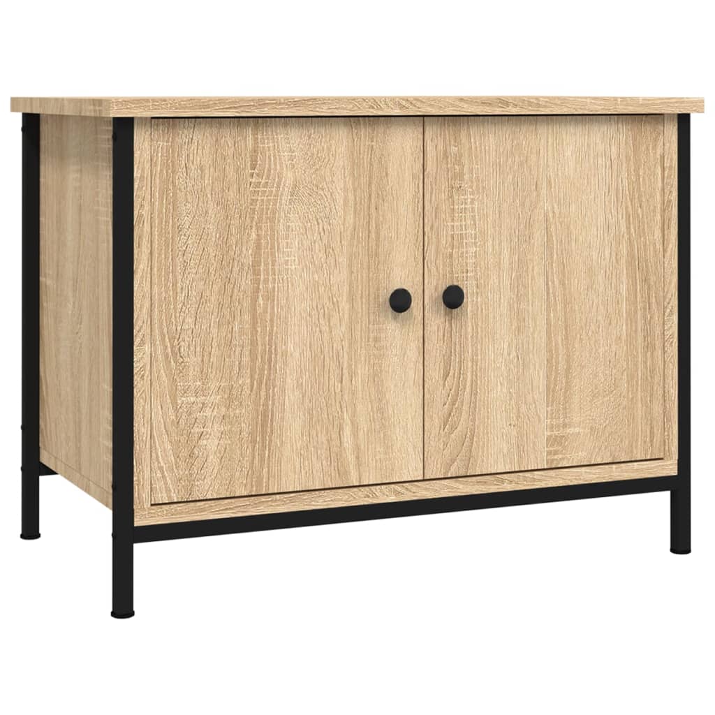 Mobile TV con Ante Rovere Sonoma 60x35x45 cm Legno Massello di Acacia