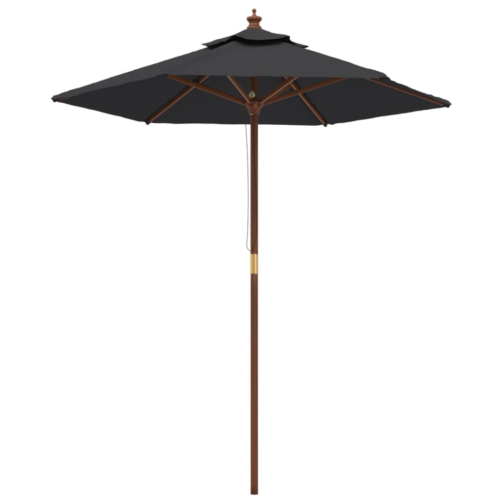 Ombrellone da Giardino con Palo in Legno Nero 196x231 cm