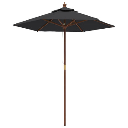 Ombrellone da Giardino con Palo in Legno Nero 196x231 cm