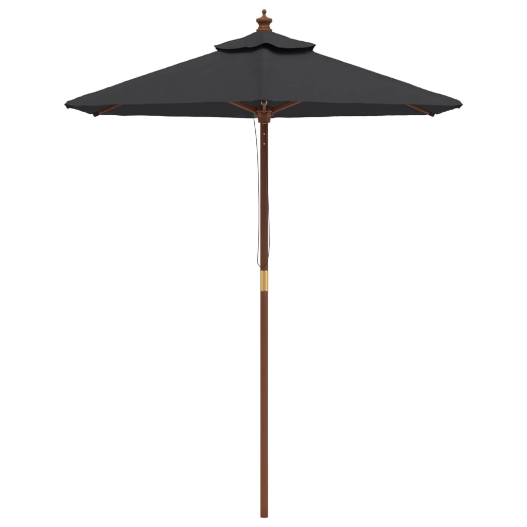Ombrellone da Giardino con Palo in Legno Nero 196x231 cm