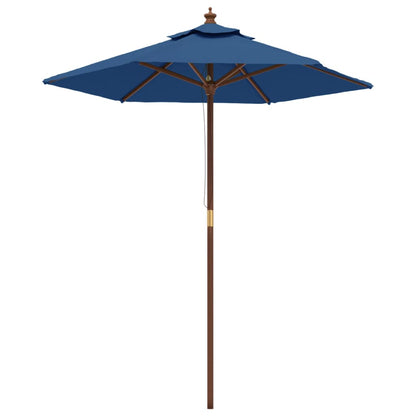 Ombrellone da Giardino con Palo in Legno Azzurro 196x231 cm