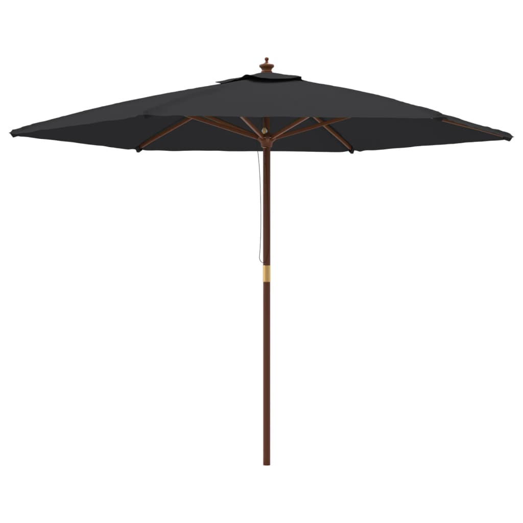 Ombrellone da Giardino con Palo in Legno Nero 299x240 cm