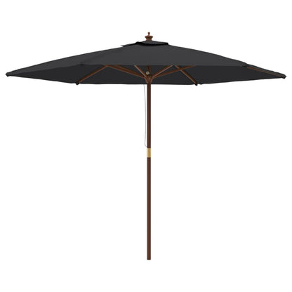 Ombrellone da Giardino con Palo in Legno Nero 299x240 cm