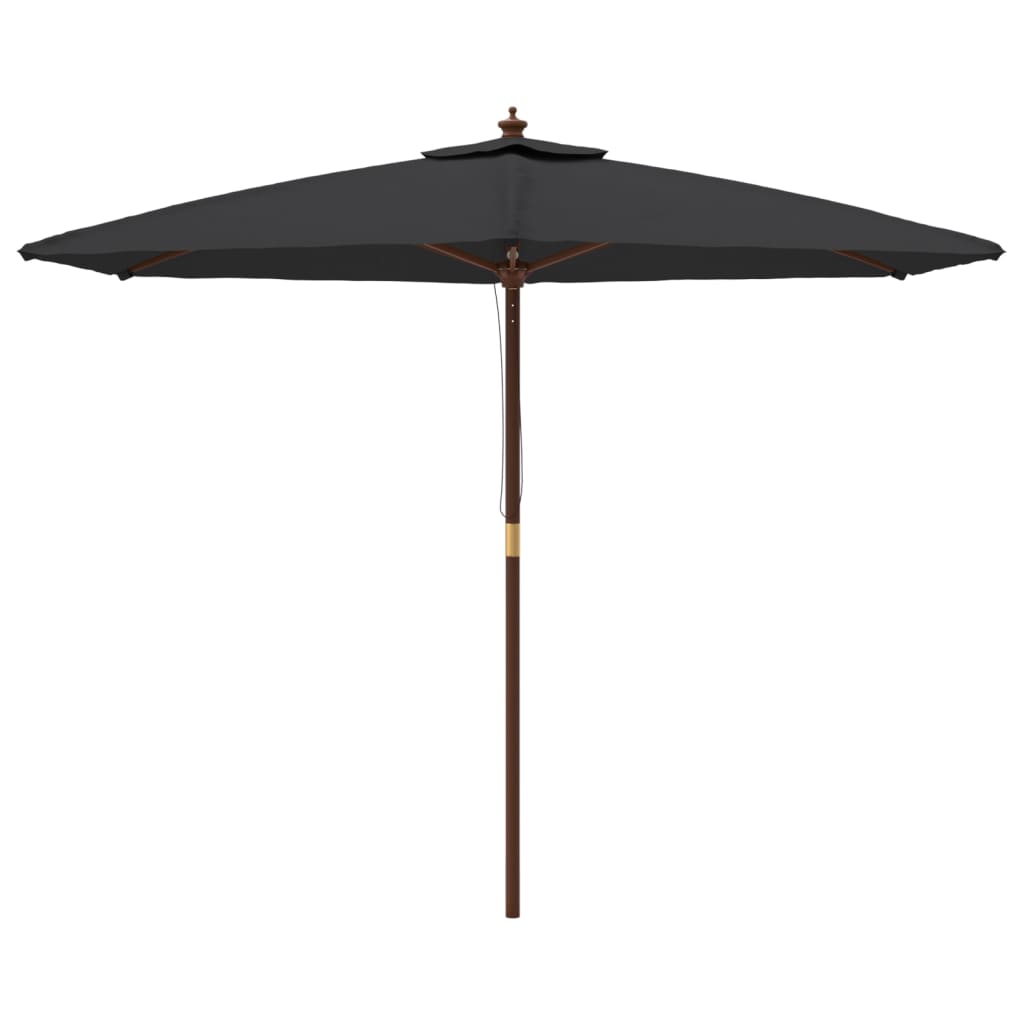 Ombrellone da Giardino con Palo in Legno Nero 299x240 cm