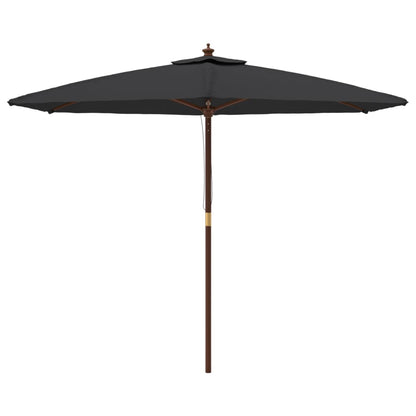 Ombrellone da Giardino con Palo in Legno Nero 299x240 cm