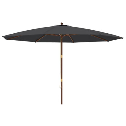 Ombrellone da Giardino con Palo in Legno Nero 400x273 cm