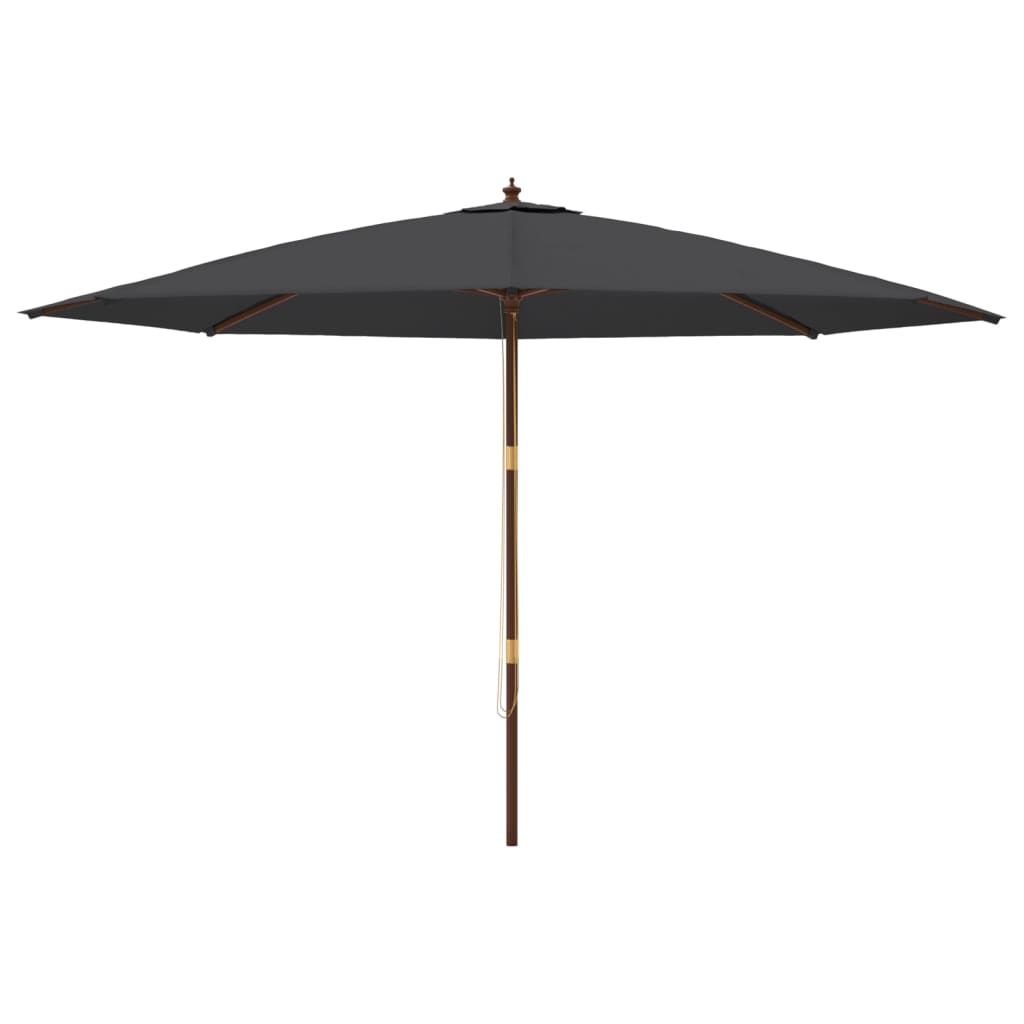 Ombrellone da Giardino con Palo in Legno Nero 400x273 cm