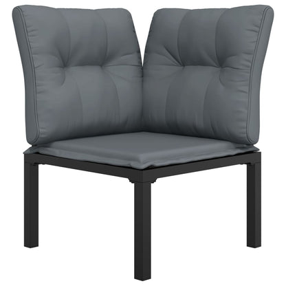 Poltrona Angolare Giardino con Cuscini Polyrattan Nero e Grigio