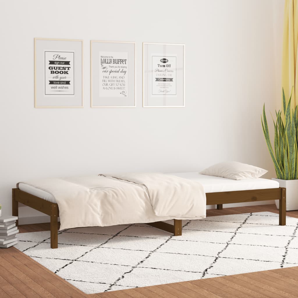 Dormeuse Marrone Ambra 90x190 cm Single Legno Massello di Pino