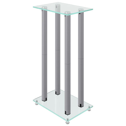 Pedane Casse 2pz Argento Vetro Temperato Design a 4 Pilastri