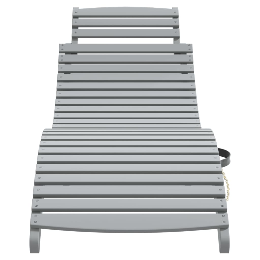 Lettino Prendisole Grigio 184x55x64 cm Legno Massello di Acacia