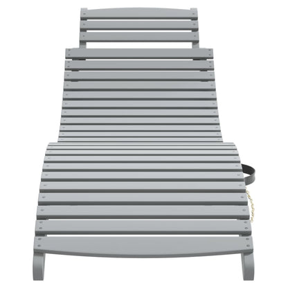 Lettino Prendisole Grigio 184x55x64 cm Legno Massello di Acacia