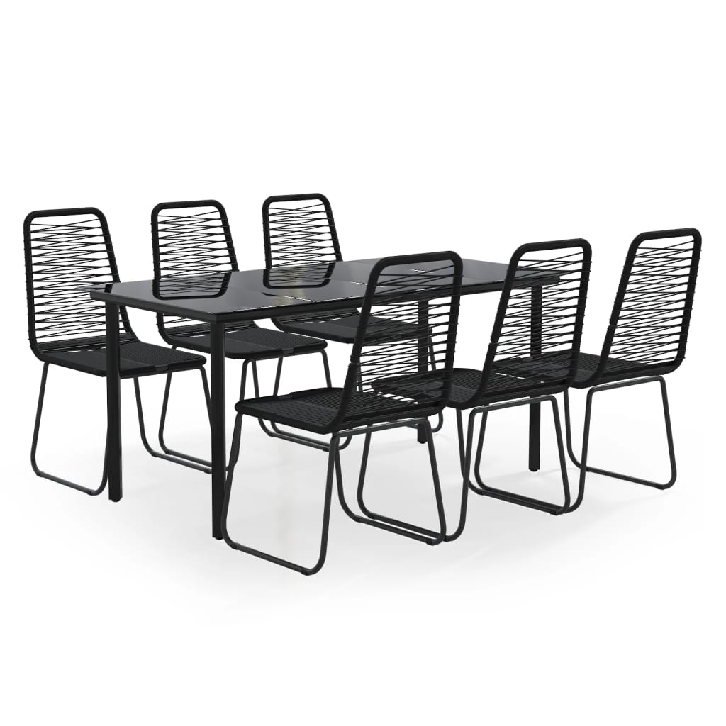 Set da Pranzo da Giardino 7 pz Nero