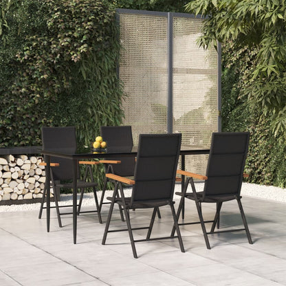 Set da Pranzo da Giardino 5 pz Nero e Marrone in Polyrattan