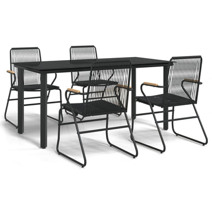 Set da Pranzo da Giardino 5 pz Nero in Rattan PVC