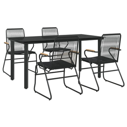 Set da Pranzo da Giardino 5 pz Nero in Rattan PVC