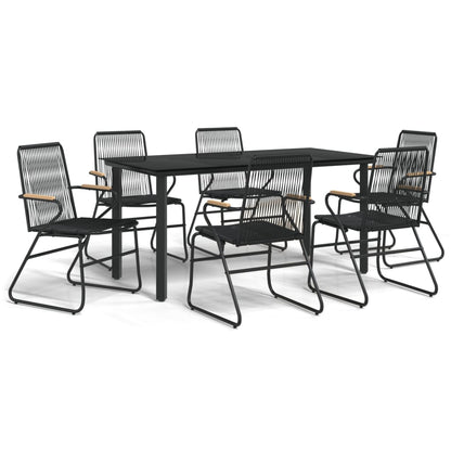 Set da Pranzo da Giardino 7 pz Nero in Rattan PVC