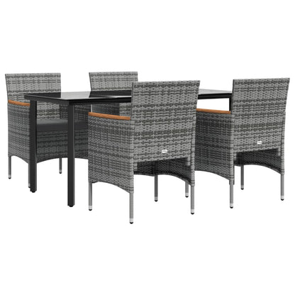 Set da Pranzo da Giardino 5 pz con Cuscini Grigio e Nero