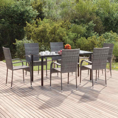 Set da Pranzo da Giardino 7 pz Grigio in Polyrattan