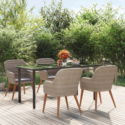 Set da Pranzo da Giardino 5 pz con Cuscini Marrone