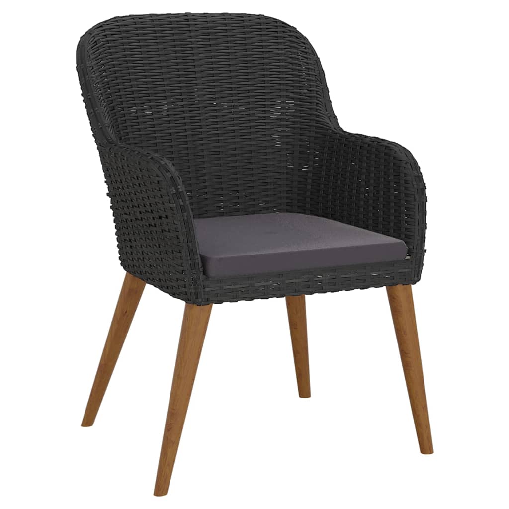 Set da Pranzo da Giardino 5 pz con Cuscini Nero