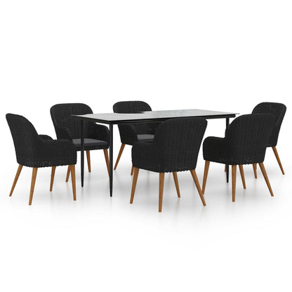 Set da Pranzo da Giardino 7 pz con Cuscini Nero