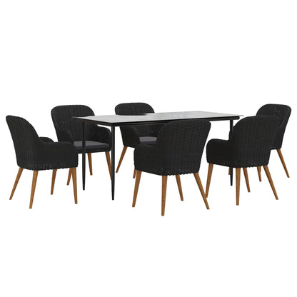 Set da Pranzo da Giardino 7 pz con Cuscini Nero