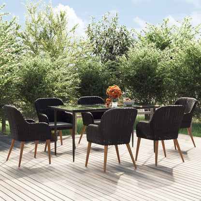 Set da Pranzo da Giardino 7 pz con Cuscini Nero