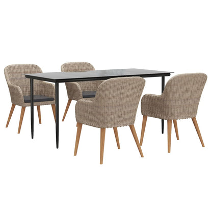 Set da Pranzo da Giardino 5 pz con Cuscini Marrone