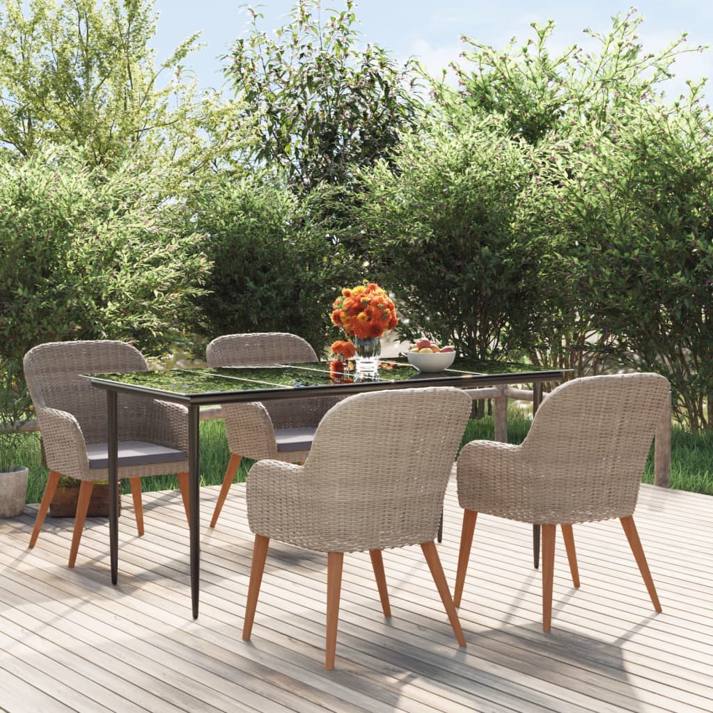 Set da Pranzo da Giardino 5 pz con Cuscini Marrone