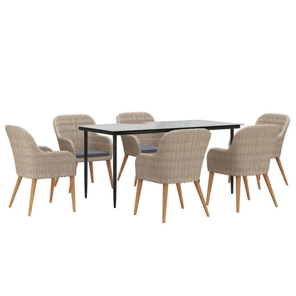 Set da Pranzo da Giardino 7 pz con Cuscini Marrone