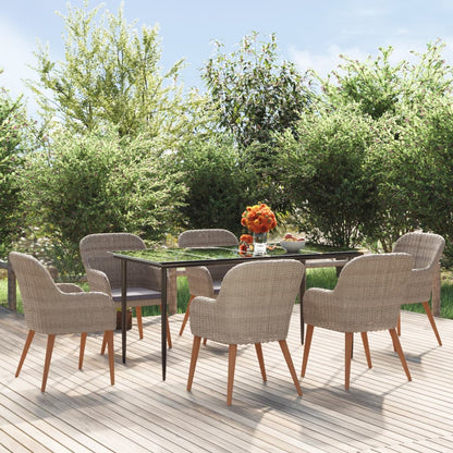 Set da Pranzo da Giardino 7 pz con Cuscini Marrone