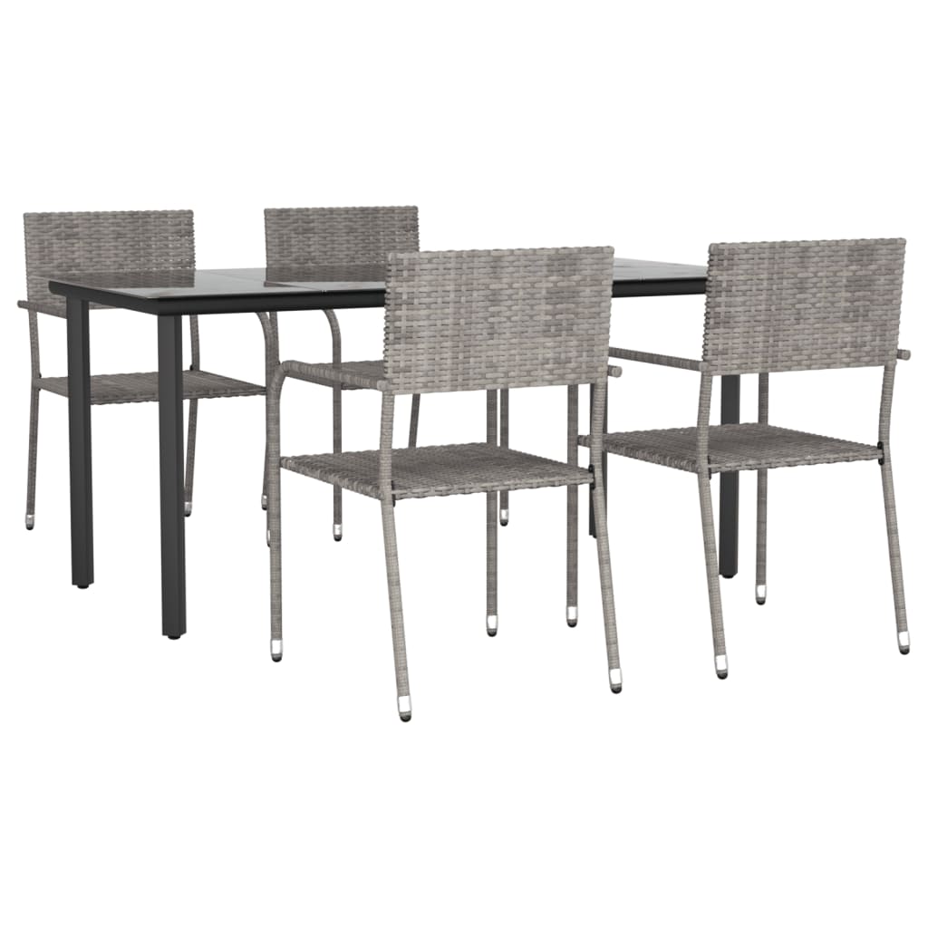 Set da Pranzo da Giardino 5 pz Grigio in Polyrattan
