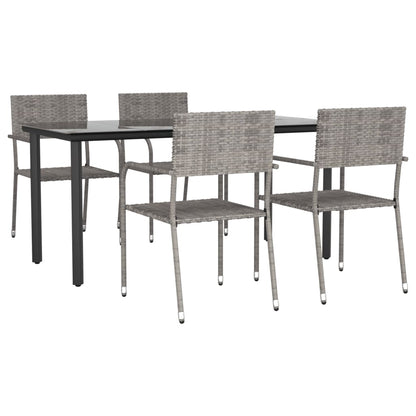 Set da Pranzo da Giardino 5 pz Grigio in Polyrattan