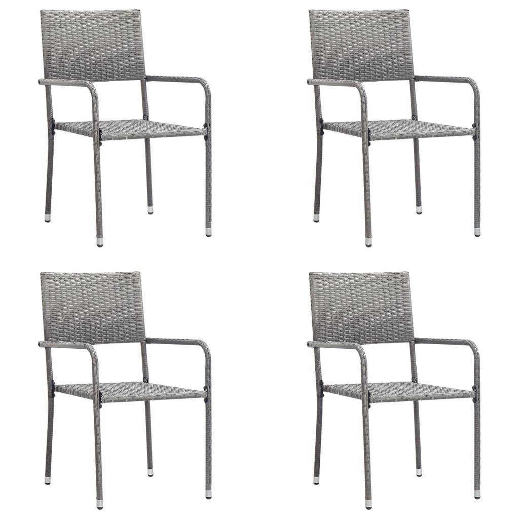 Set da Pranzo da Giardino 5 pz Grigio in Polyrattan