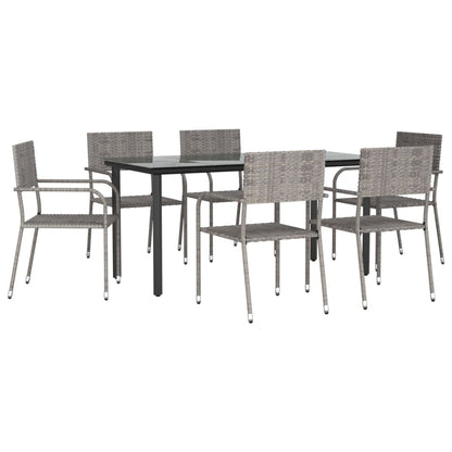 Set da Pranzo da Giardino 7 pz Grigio in Polyrattan