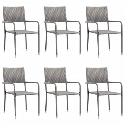 Set da Pranzo da Giardino 7 pz Grigio in Polyrattan